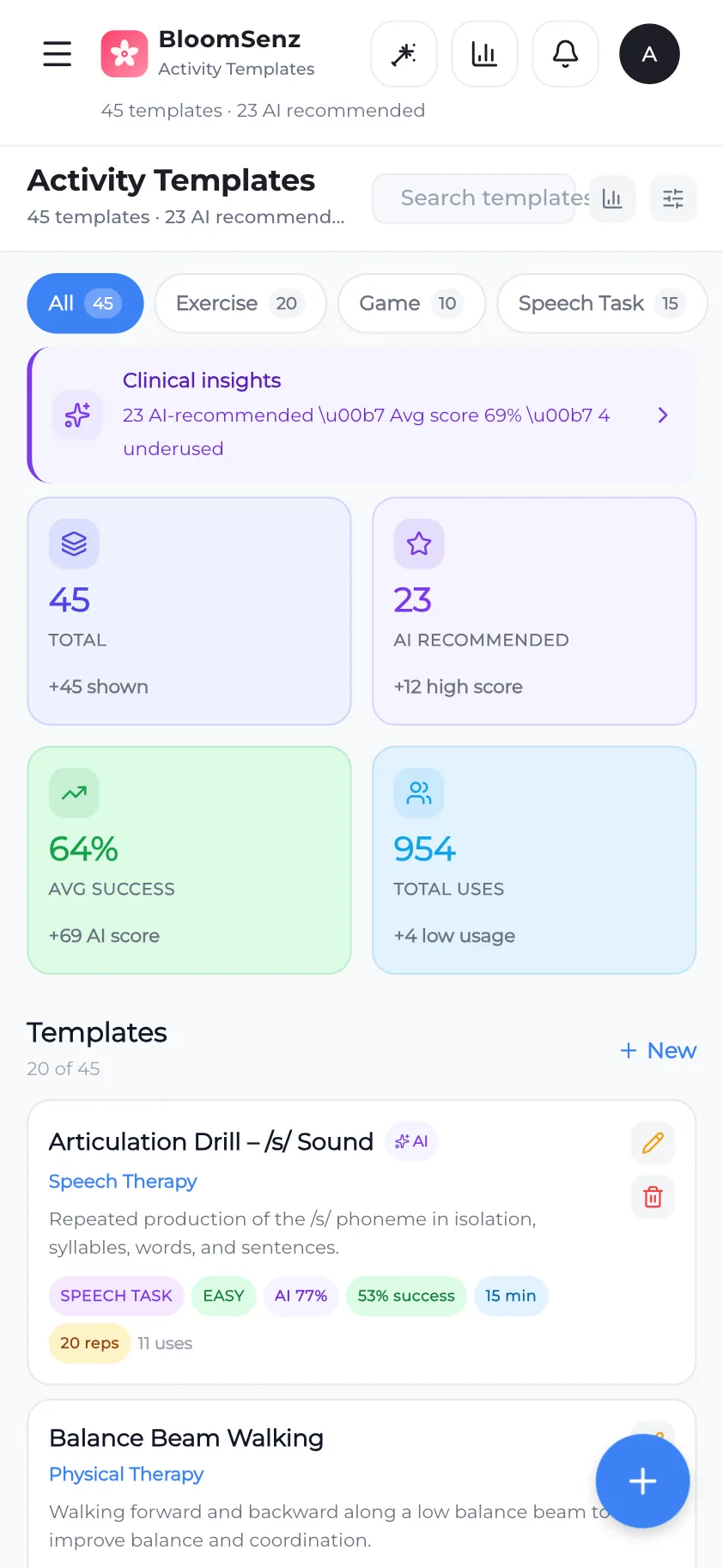 Activity library and assignments on mobile