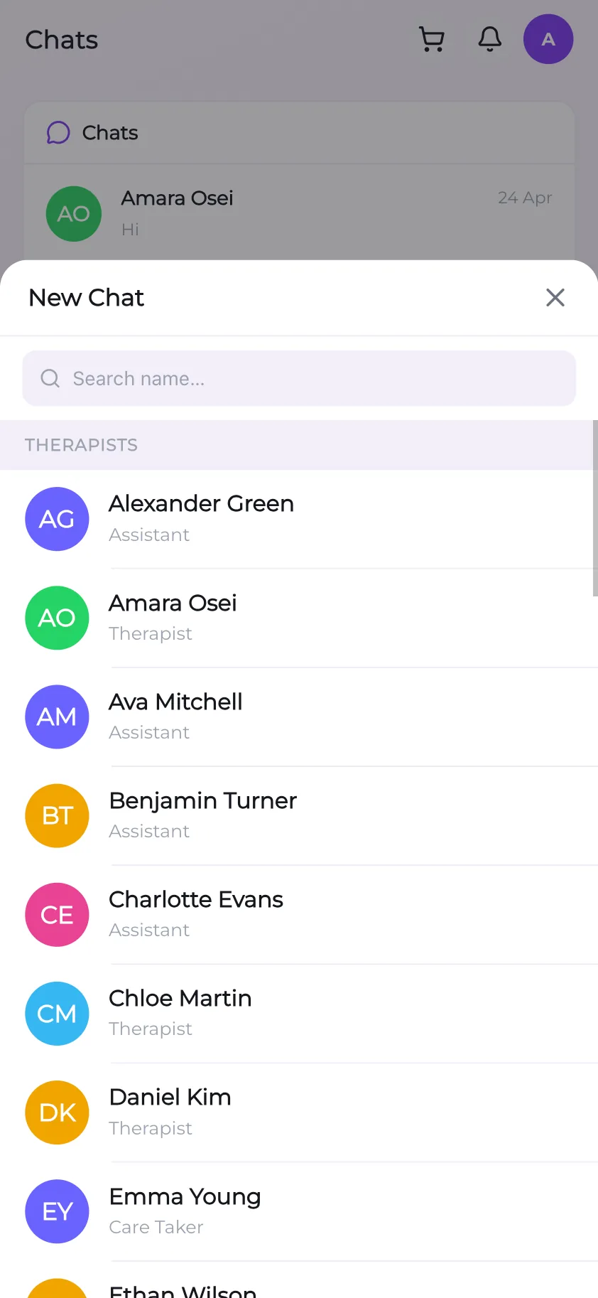 Secure chat with the care team in the parent app